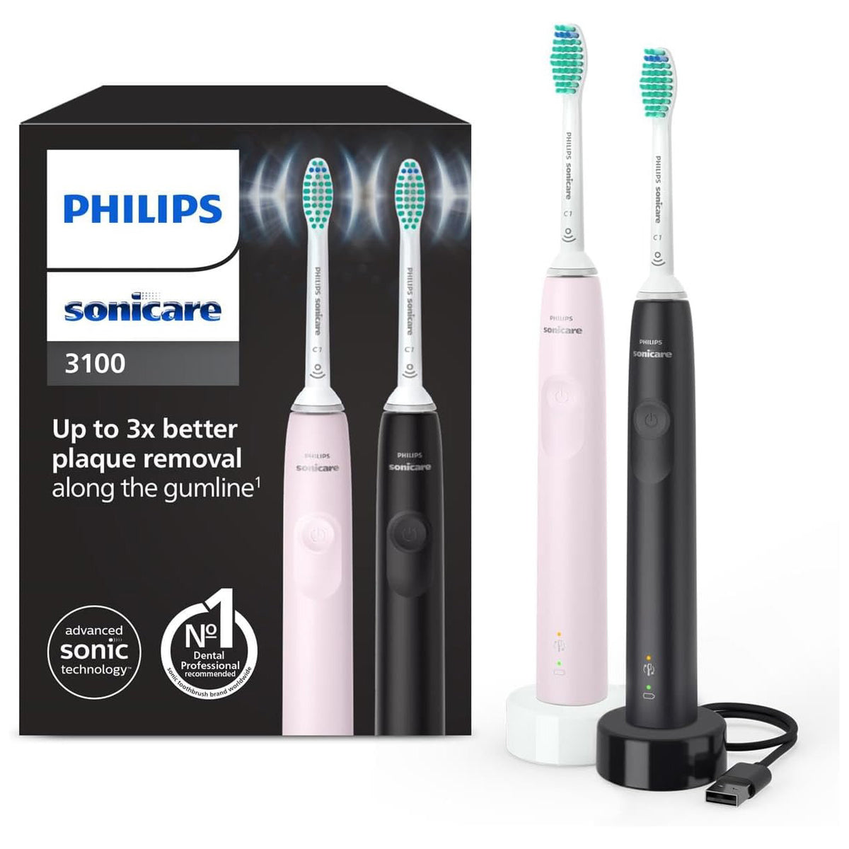 Ifarh.com-Philips-Sonicare 3100 2 brosses à dents électrique sonique 